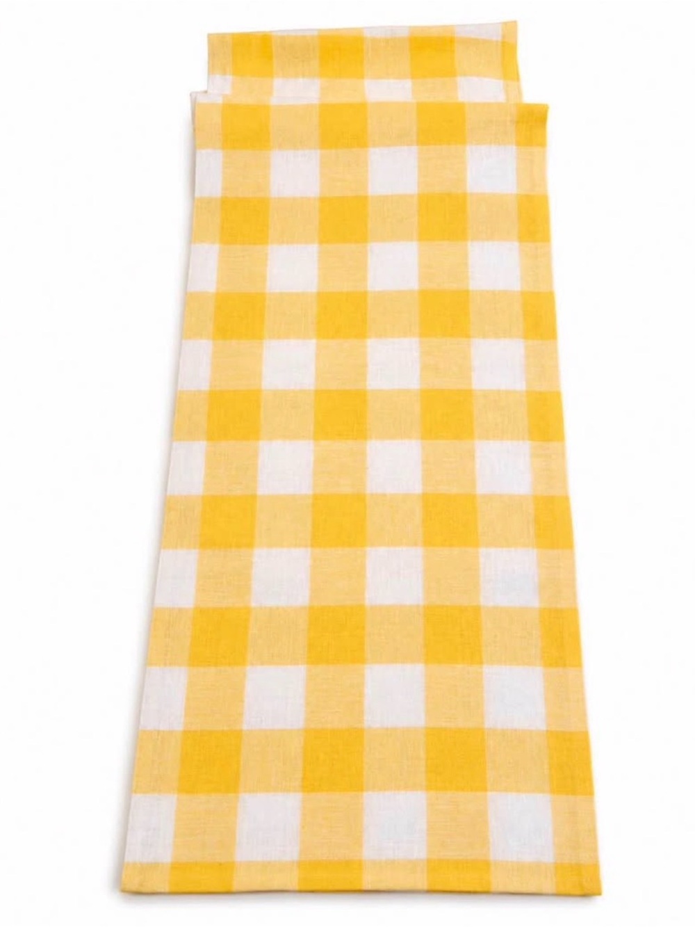 Source Unknown Yellow and White Gingham Table Runner